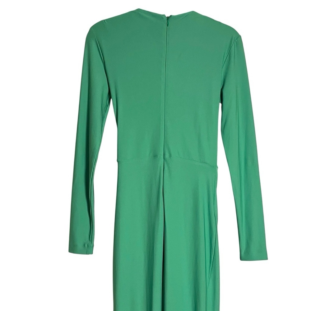 Solace London Lorena Dress Green Plunge Neck Midi Long Sleeve Draped Bodycon XS - Picture 8 of 14